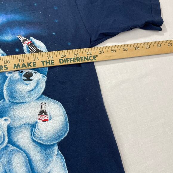 VTG 1994 Coca Cola Polar Bears T-Shirt Double Sided Blue size XL NEW WITH TAGS - Picture 8 of 9
